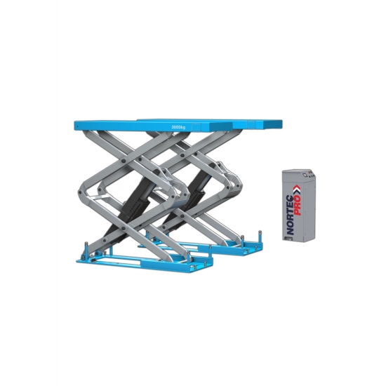 PODNOŚNIK NOŻYCOWY 3T 400V PN3000C W FOSĘ – Z PNEUMATYCZNĄ BLOKADĄ