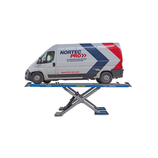 PODNOŚNIK NOŻYCOWY 5T 400V PN500N POD GEOMETRIĘ – Z SZARPAKIEM I DŹWIGNIKIEM OSI